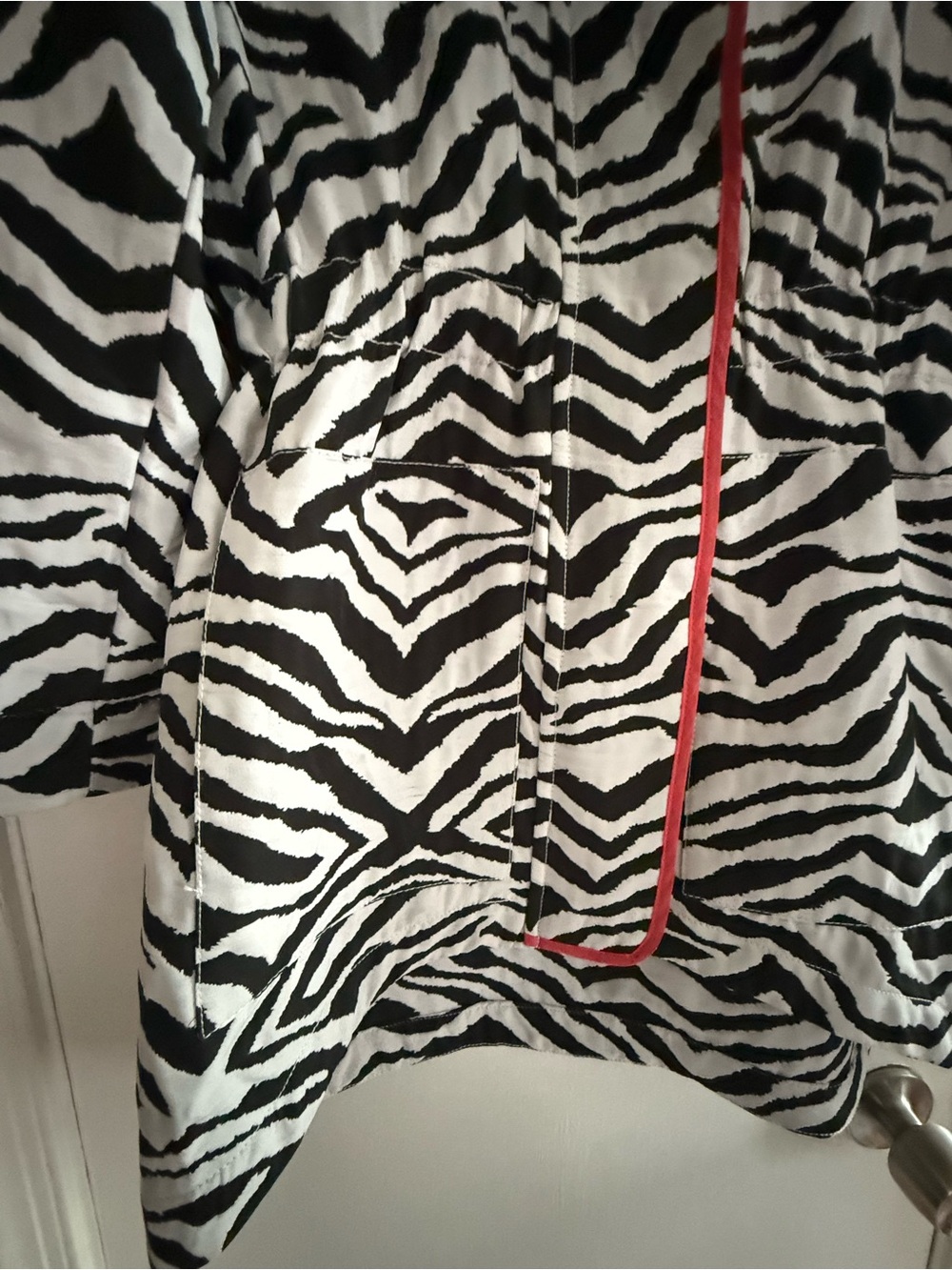 Luii Retro Zebra Print Zip Front Jacket with Coral/Pink Trip Women's Size S - Picture 9 of 15